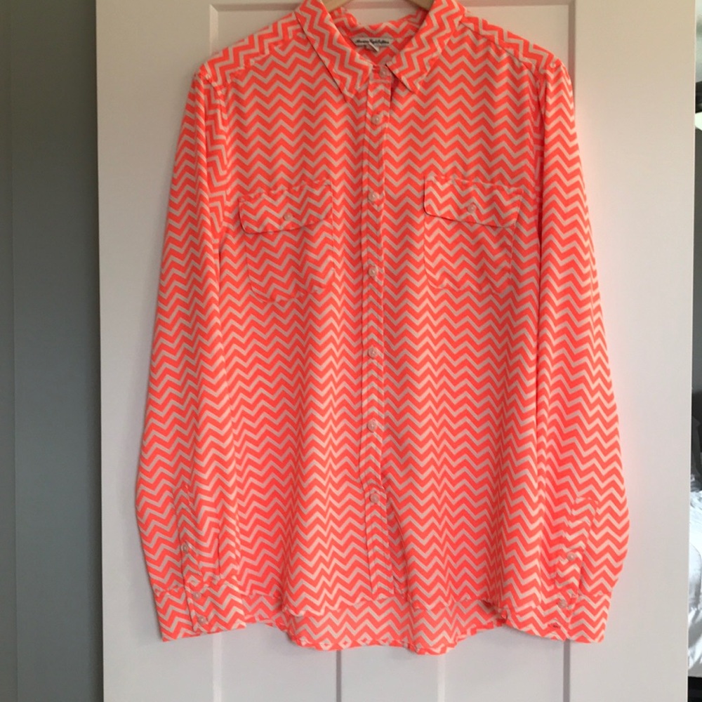 American Eagle sheer neon blouse size XL